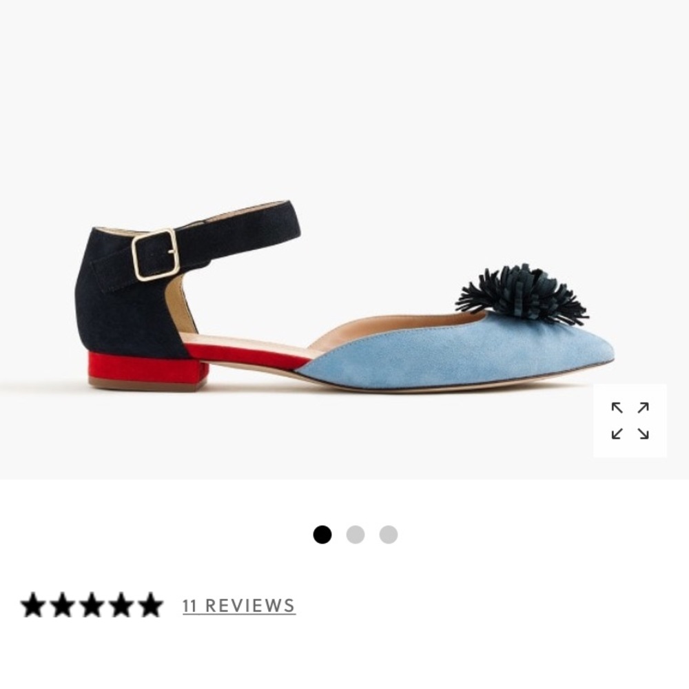 J. Crew multicolored suede Pom-Pom flats size 7